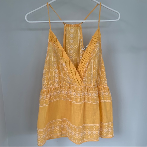 Anthropologie yellow top with white embroidery - Picture 1 of 4